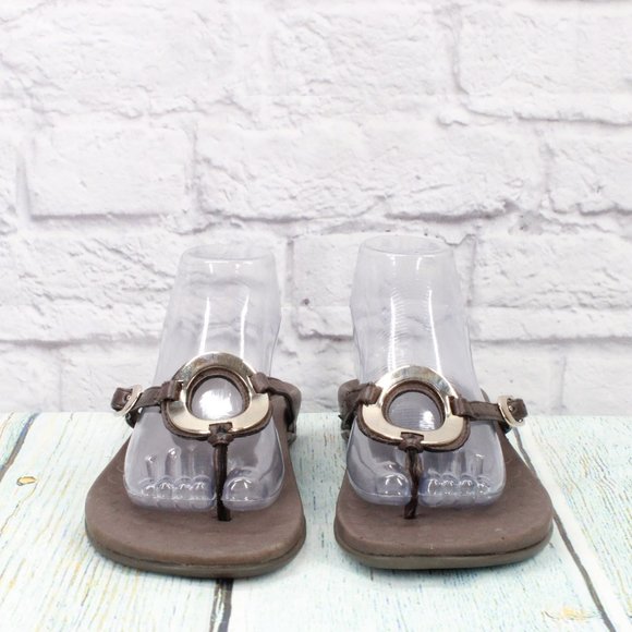 OrthaHeel Yolanda Brown Leather Flip Flop Orthotic Thong Sandals Size 11 - Picture 4 of 9